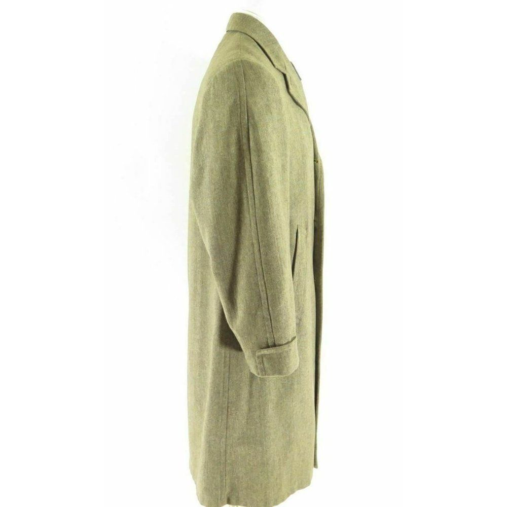 Vintage 50s Desmonds Wool Overcoat M Brown Buttons - Picture 4 of 10